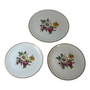 Bayreuth Bavaria Porcelain GLORIA Vintage 22 Carat Gold Floral 2 Salad Plates ++